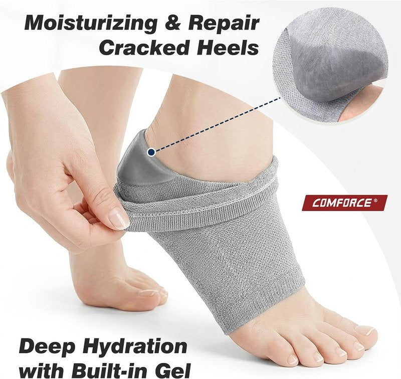 Moisturizing Gel Heel Socks - Cracked Heels Treatment for Men & Women | Toeless Design for Pain Relief