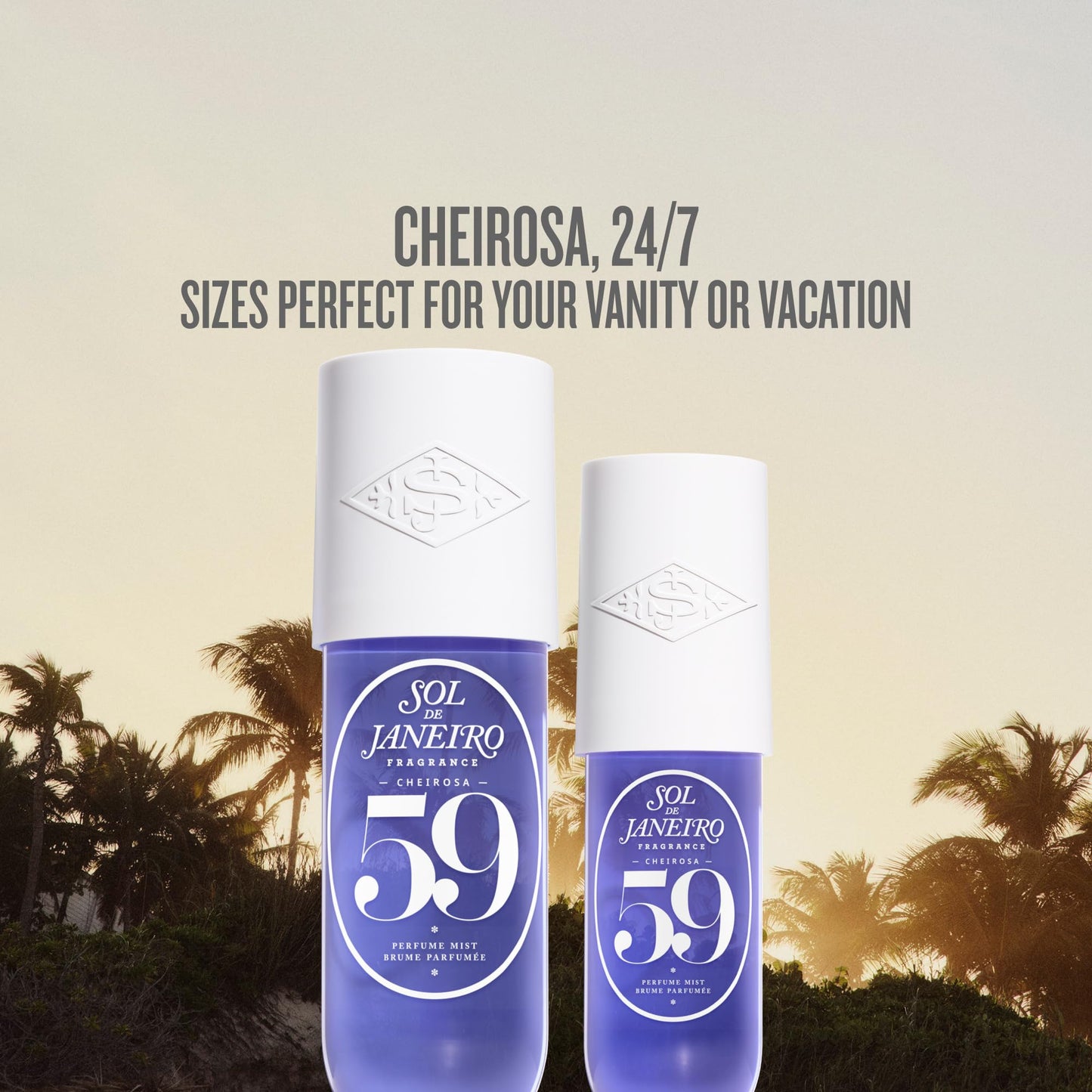 Sol de Janeiro Cheirosa Hair & Body Fragrance Mist Full Size and Travel Size Set - Home and Away Bundle - 8.1 & 3 fl oz Duo (Cheirosa 59)