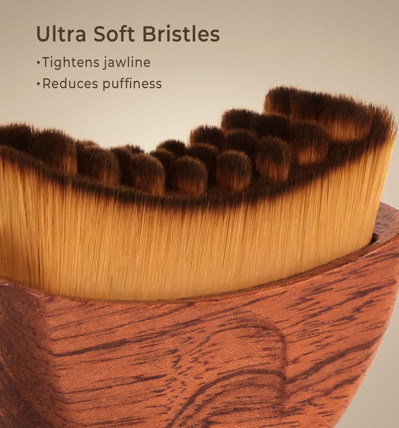 Lymphatic Contour Face Brush - Wooden Face Brush for Lymphatic Drainage - Facial Sculpting Guasha Dry Brushing Massage Tool - Contour Glow Brush Lymph Drainage Depuff Lift Brushes for Face Neck Chin