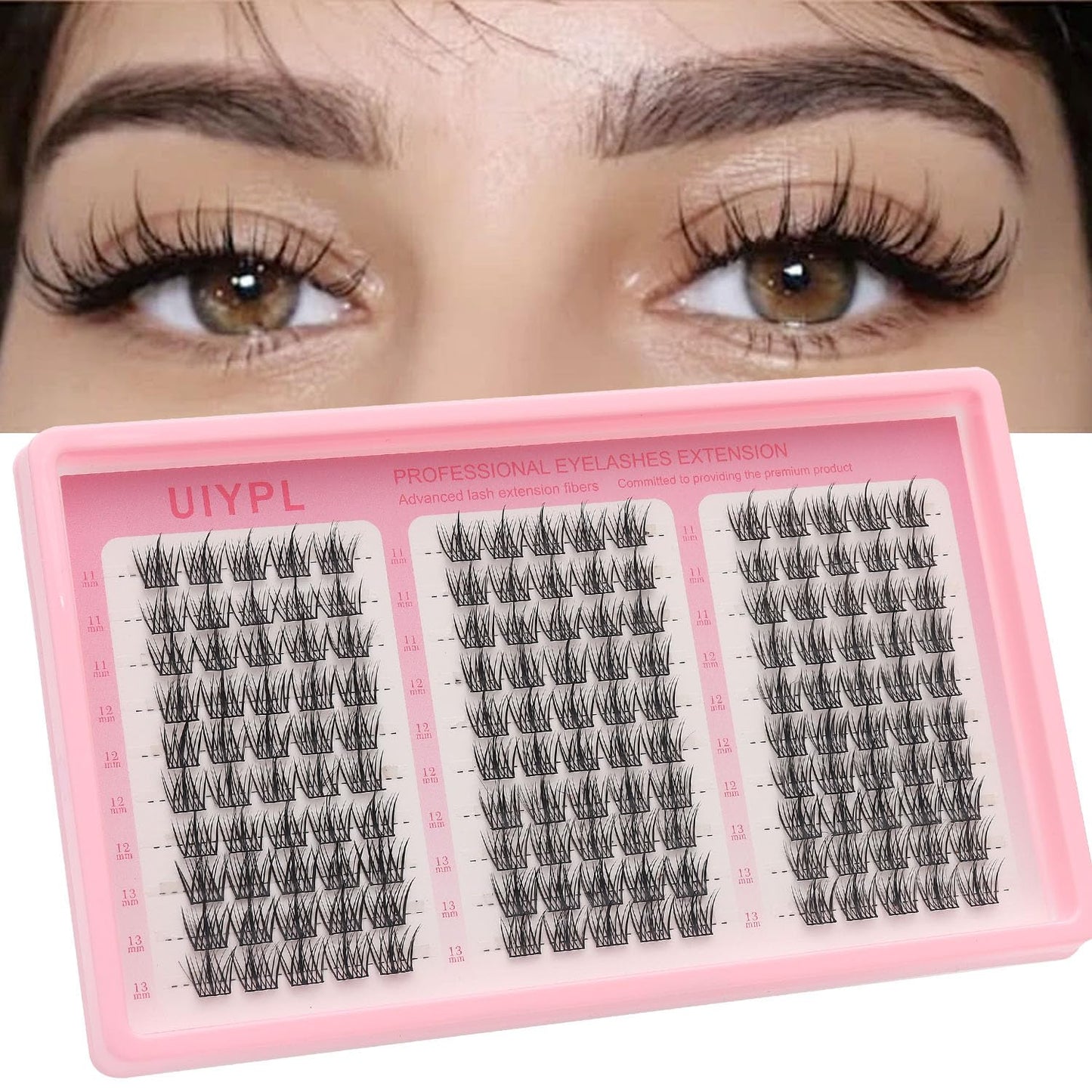 UIYPL Lash Clusters Kit-Cluster Eyelash Extensions. Eyelash Extension Kit. Volume Lash Clusters. Pro Lash. False Eyelashes & Adhesivesc. (wing 150pcs)