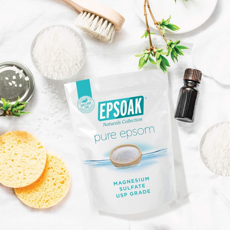 Epsoak Epsom Salt 5 lb. Magnesium Sulfate USP. Resealable Epsom Salt Bag Unscented, Made in The USA, Cruelty-Free Certified