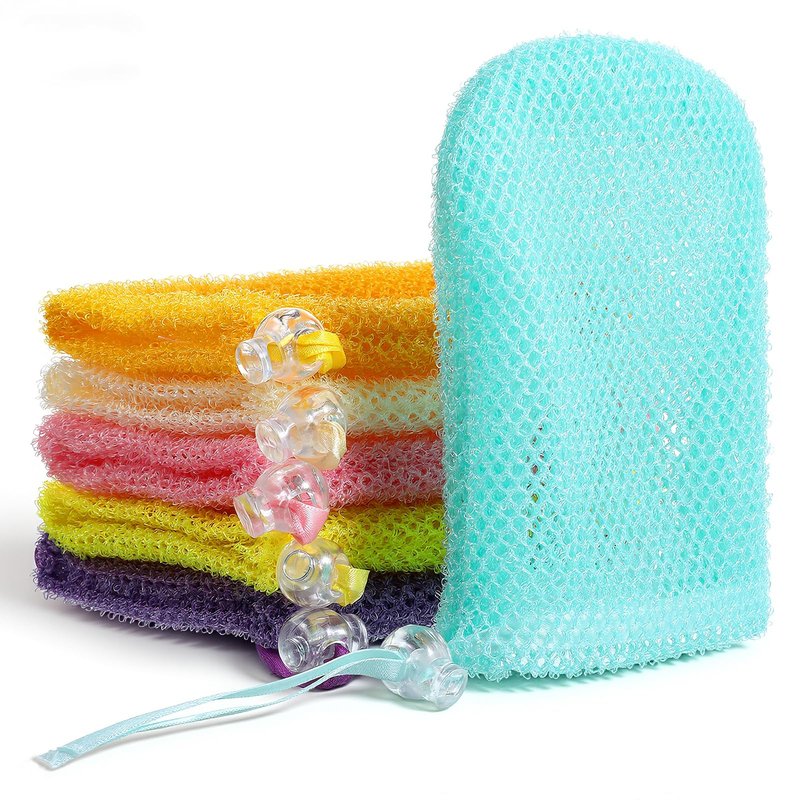 6 Pack Mesh Soap Bags for Soap Bars, Colorful Soaps Saver Bag Flexible Drawstring Exfoliating Mesh Pouch for Store Bath Products Body Facial Shower Cleaning Shower Gel Cleasing Mil, 6.3×3.9×0.4 Inch
