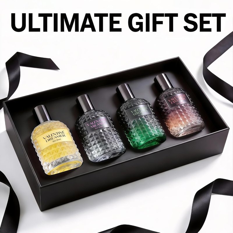 A CENTER Valentine Cologne 4pcs/100ml*4 Eau de Parfum Set for Men Floral&Woody Fragrance Combo Men's Gift Box