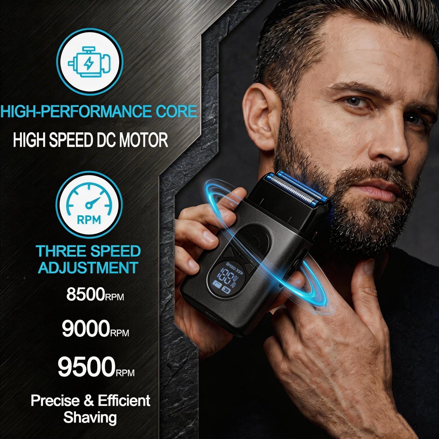 WMARK Electric Foil Shavers for Men Electric Razor for Men Cordless Beard Shaver with UV Protection, High Speed DC Motor 3 Speed, Stainless Steel Titanium 2-Blade Floating, USB Rechargeable NG-8906
