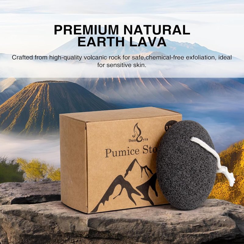 Natural Pumice Stone Set - 3 Oval Volcanic Lava Foot Scrubbers for Callus & Cracked Heel Exfoliation | 4 x 2.8 x 1.6 Inches