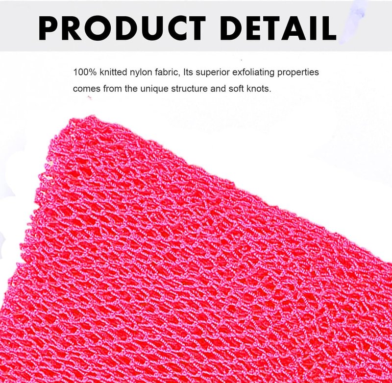 VAVAXJHM 2 Pieces African Net Sponge, Long African Exfoliating Net, Net Bath Sponge Shower Body Scrubber Back Scrubber Skin Smoother, Stretches to Approximately 63"(Pink&Orange)