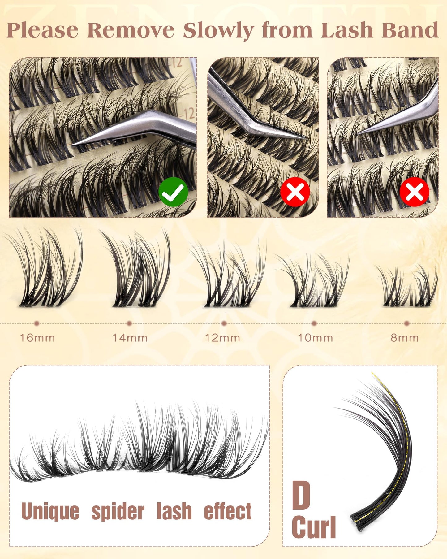 Spider Lash Clusters Wispy Eyelash Clusters Natural Breeze Lashes Cluster Venus Cluster Eyelash Extensions D Curly Cosplay Individual Lashes with Invisible Band DIY at Home 8-16mm by zenotti