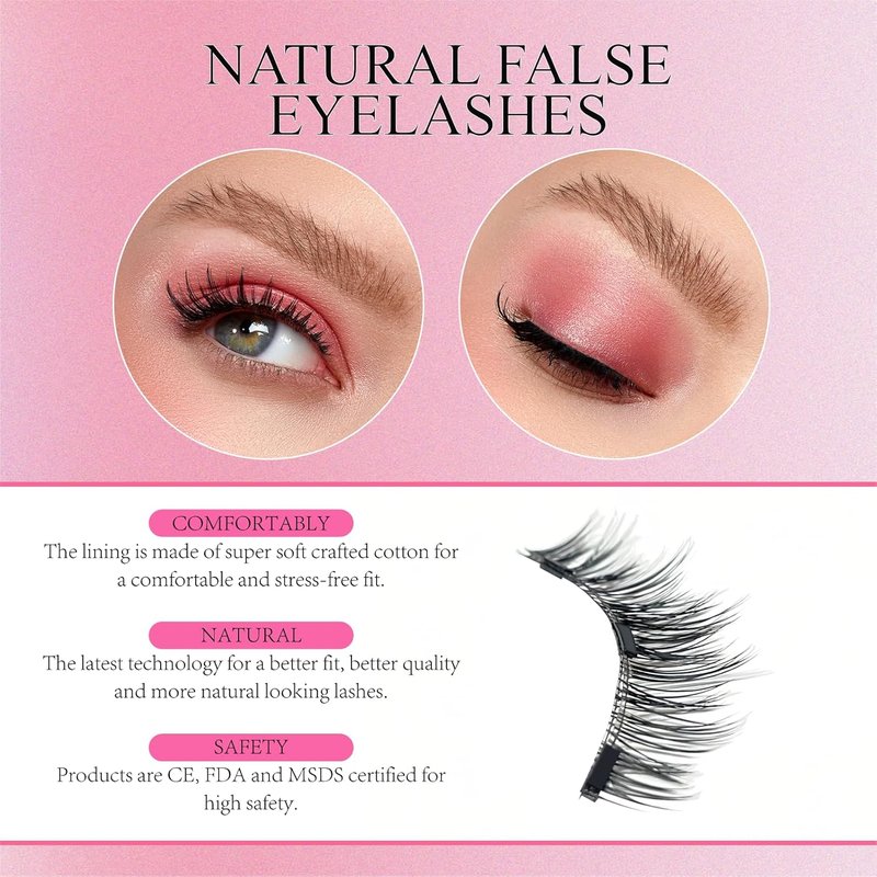 Magnetic Eyelashes - Natural-Looking, No Adhesive, Soft & Comfortable | Reusable 1 Pair