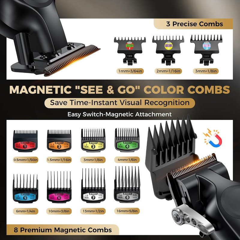 Hair Clippers for Men Professional, Barber Clippers and Trimmers Set, Cordless Hair Clippers, Hair Cutting Kit, Barber Kit, Haircut Kit, Maquina para Cortar Pelo De Hombre