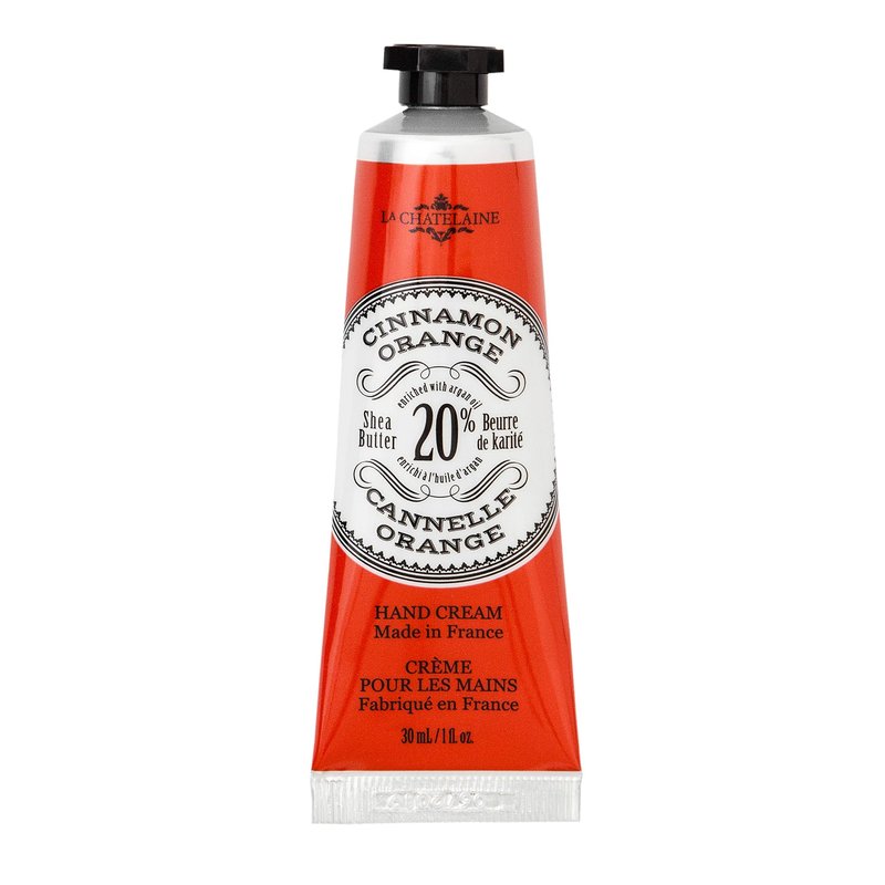 La Chatelaine 20% Shea Butter Hand Cream, Organic Argan Oil, Vitamin E, Moisturizing, Nourishing, Natural, Extra-Rich Lotion, Made in France, 1 oz / 30ml (Cinnamon Orange)