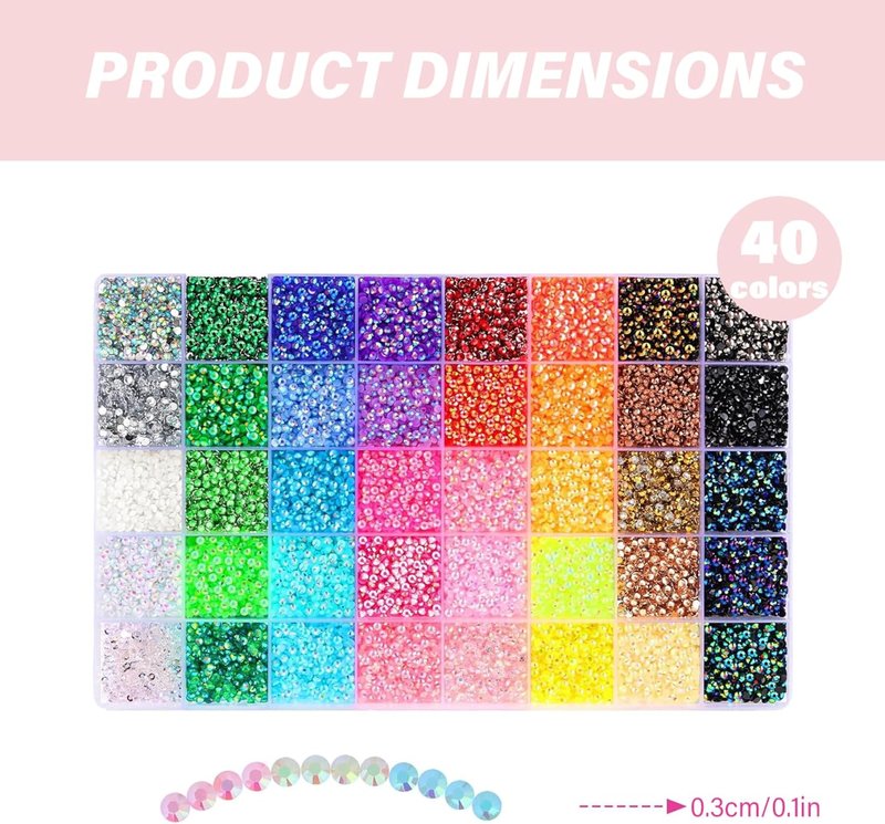 Bedazzling Kit - 32,000 Pcs Colorful Resin Rhinestones with 3 Pcs 10ml Glue | Perfect for Crafts, Clothes, and Nail Art