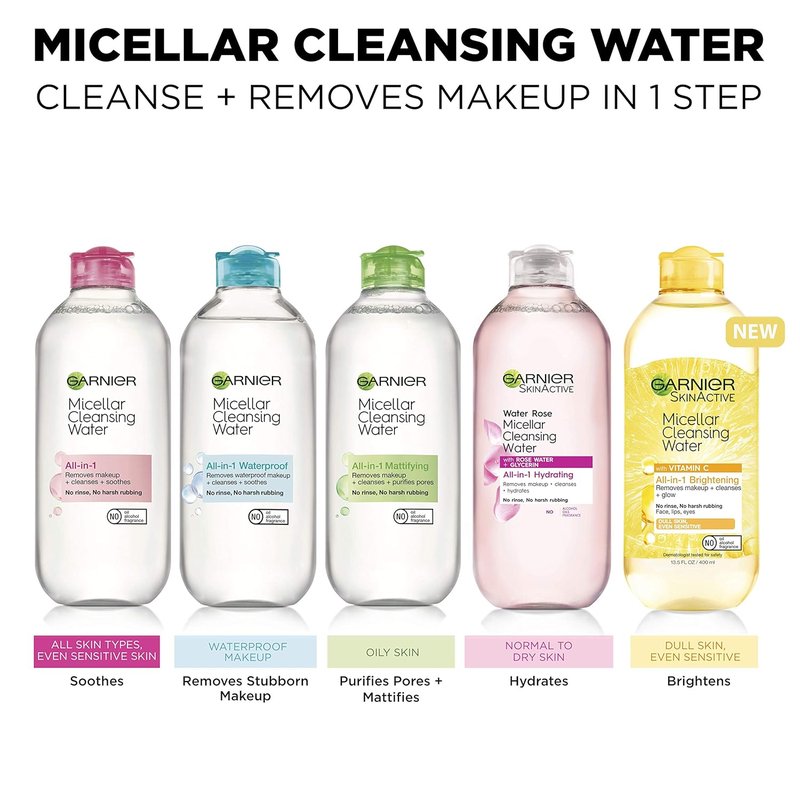 Garnier Micellar Water - Waterproof Makeup Remover & Hydrating Cleanser for Sensitive Skin | 13.5 Fl Oz (400mL)