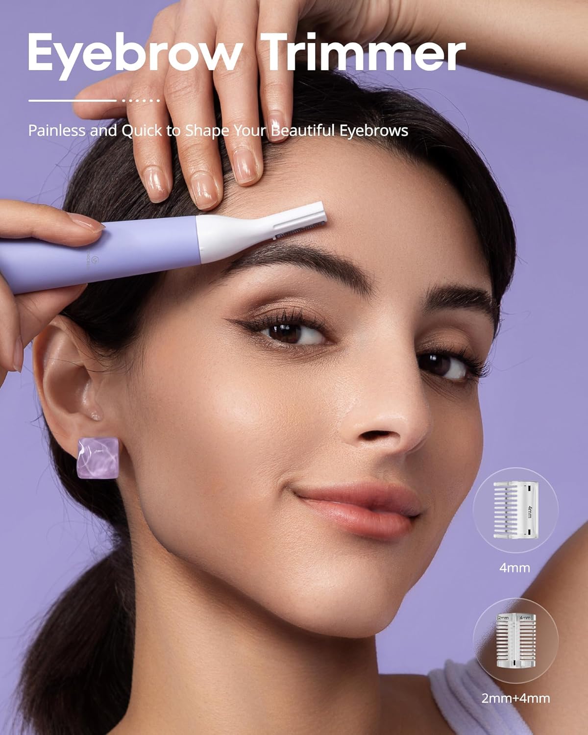 VG VOGCREST Nose Hair Trimmer for Women - Rechargeable 2-in-1 Ear & Eyebrow Trimmer | Purple