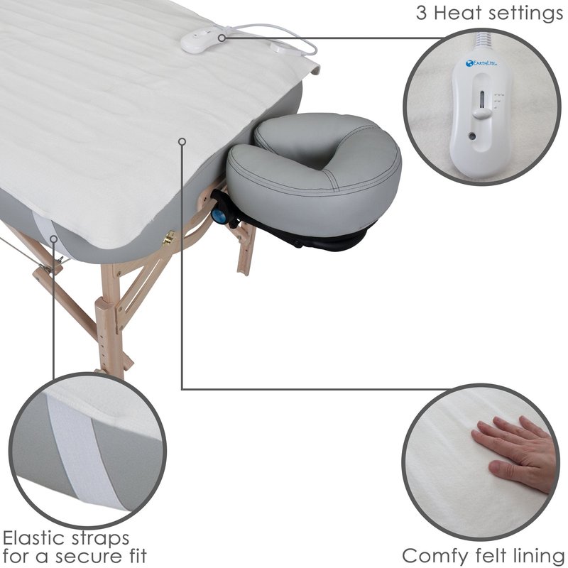 EARTHLITE BODYWORKER’S Choice Massage Table Warmer – Three Heat Settings, Felt Lined Heating Pad (30” x 71”) | One-Year Replacement Guarantee