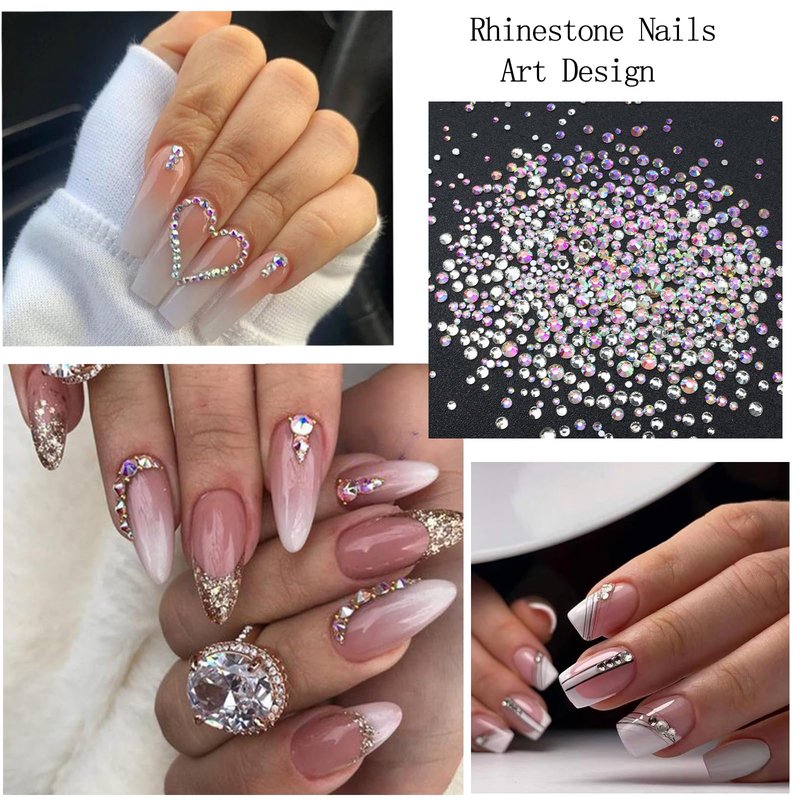 4 Boxes Flatback Rhinestones and Pearls Nail Charms for Acrylics - Crystals, Half Rounds, and Accessories for DIY Nail Art Decor