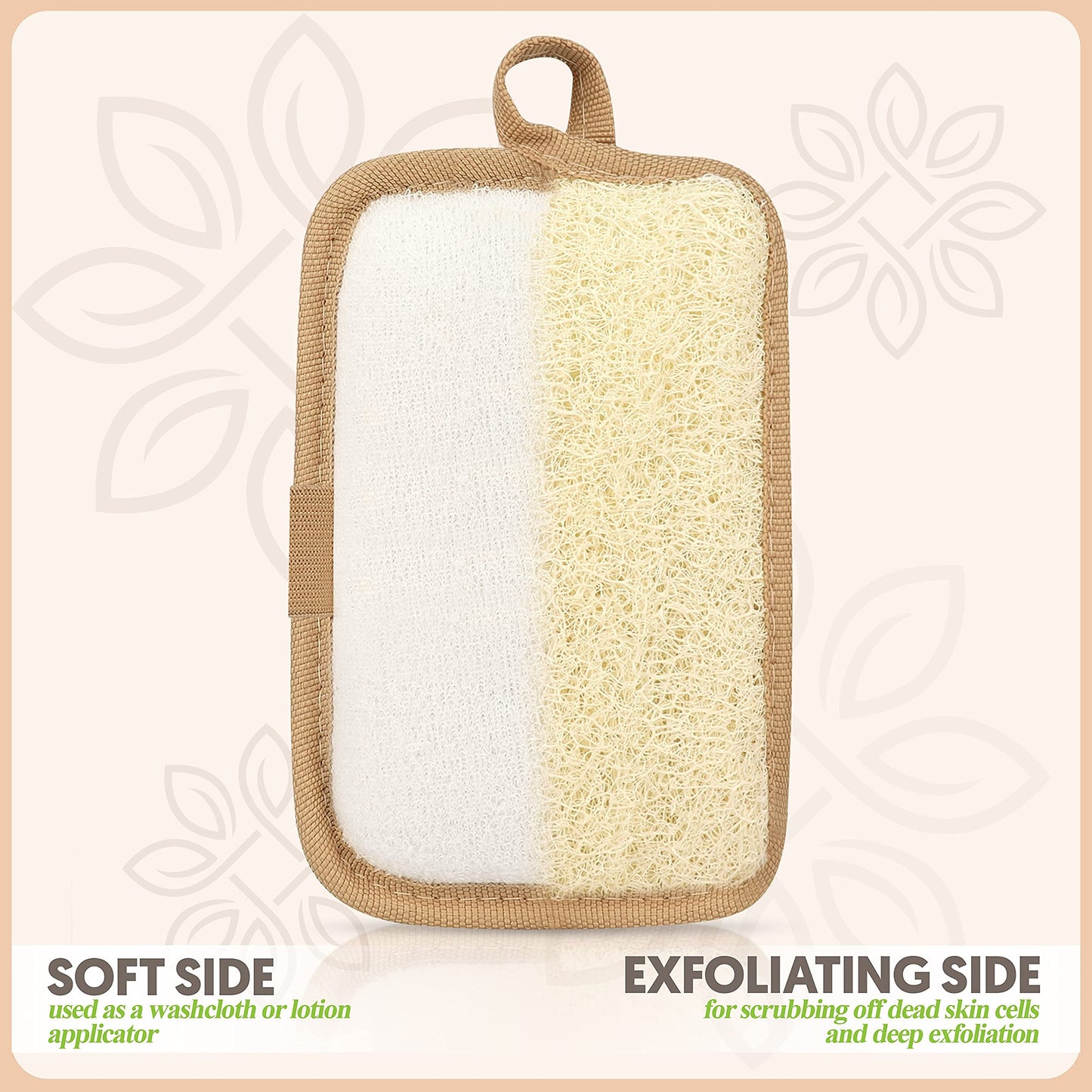 Almooni Premium Egyptian Exfoliating Loofah Pad Body Scrubber - Rectangular loofa Shape - Made with Natural Egyptian Shower lufa Sponge that Gets You Clean, Not Just Spreading Soap (2 Pack)