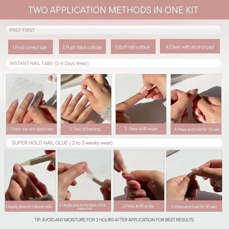 **Celebritips Press On Nails - Salon U-ltimate™ Ballerina Extra Short Round | 32 Nails Kit with Glue & Sticky Tabs**