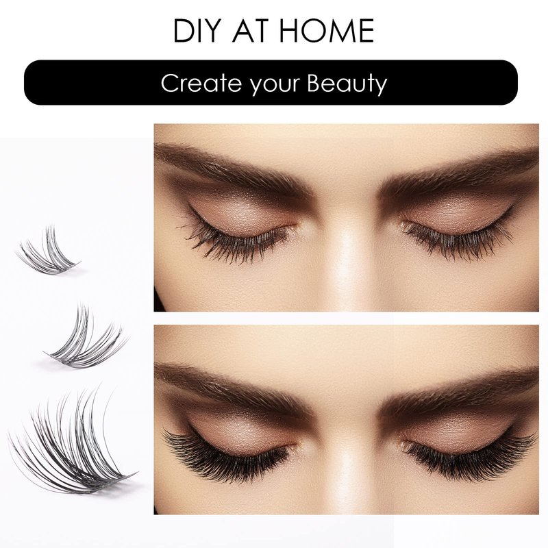 Cluster Lashes 72 Individual Lashes Clusters Eyelash Extensions False Eyelashes DIY Lash Extension Kit Reusable False Eyelashes Natural Look Mix 10-16mm-DM01