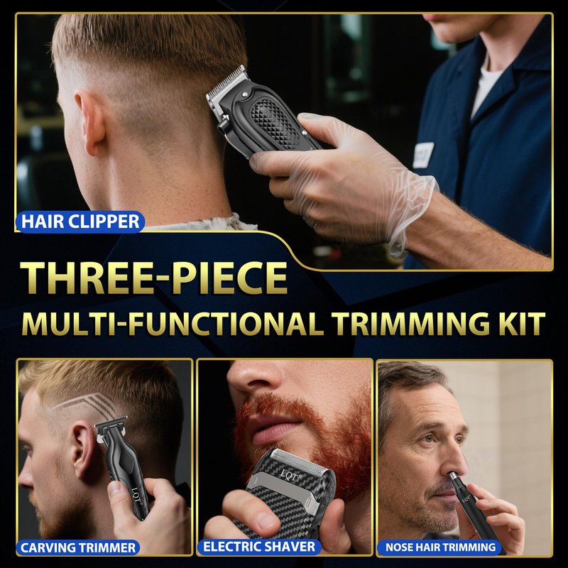 LQT Hair Clippers for Men, Professional Clippers and Trimmers Set, Cordless Clippers for Hair Cutting,Nose and Ear Trimmer,Barber Clippers, Rechargeable Electric Shaver, Gifts for Men