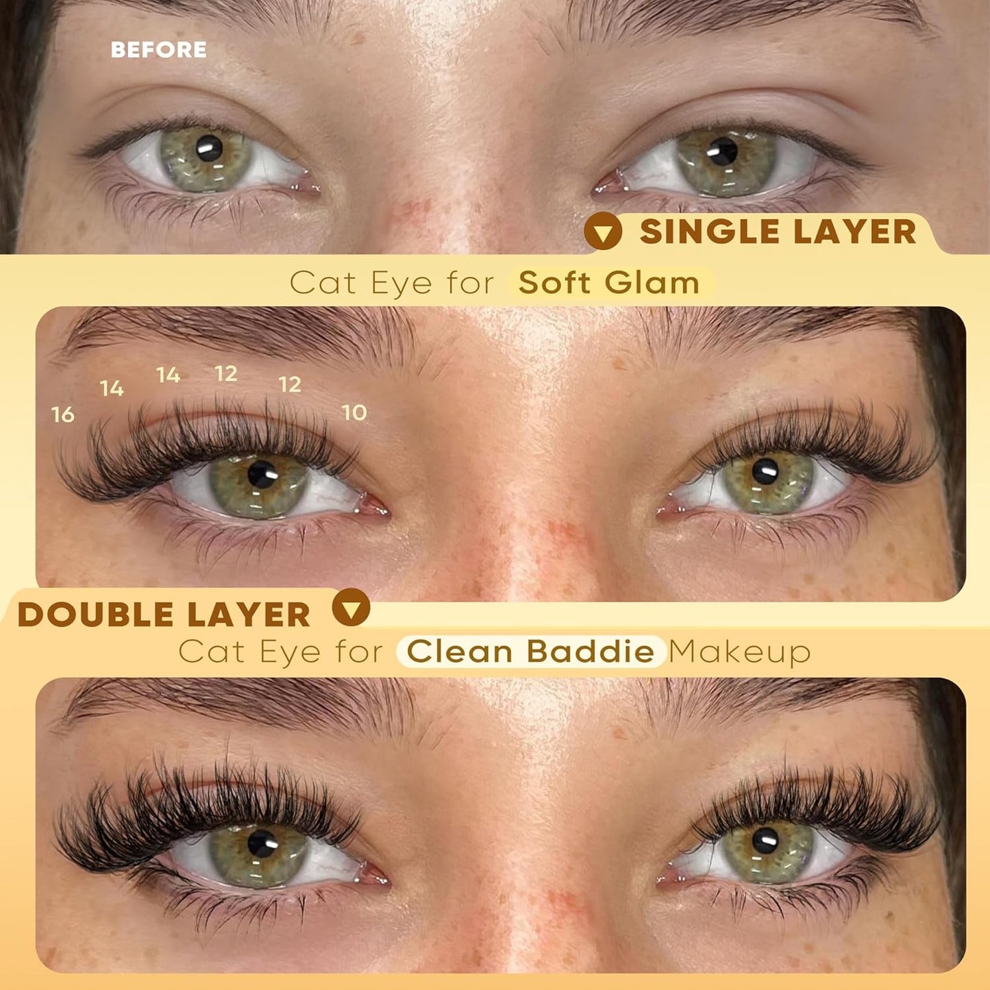 Spider Lash Clusters - Wispy Natural Eyelash Extensions | Fluffy CC Curly Lashes 10-16MM, 160 Pcs for Stunning Makeup