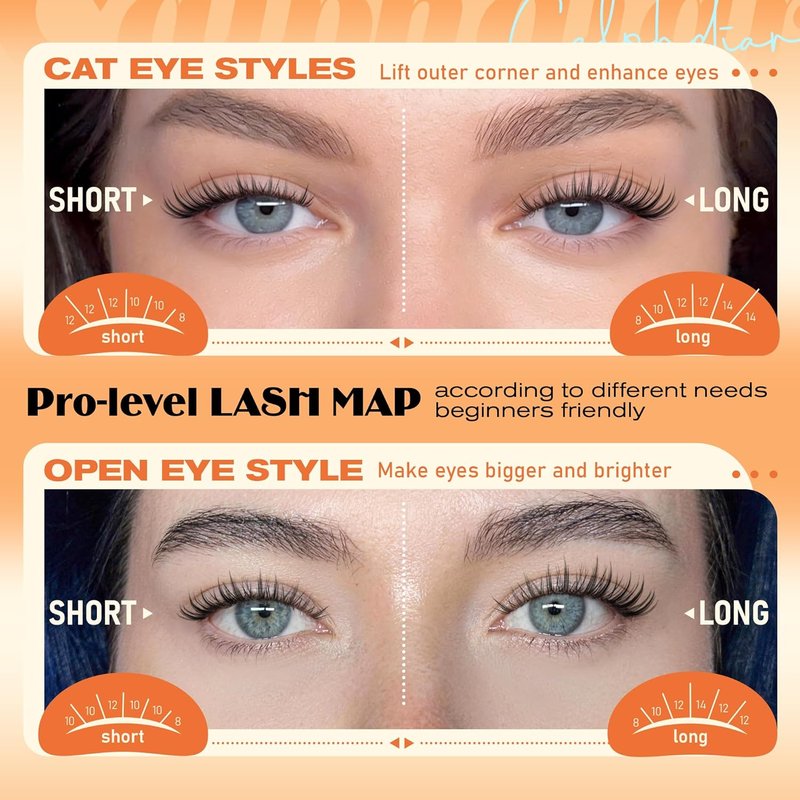 calphdiar Manga Lash Clusters Bunny Eyelash Clusters 8-14mm Short Cluster Eyelash Extensions Natural Lashes Clusters Wispy Individual Lashes Extension CC-Curly Spiky Eyelashes for Everyday Wear