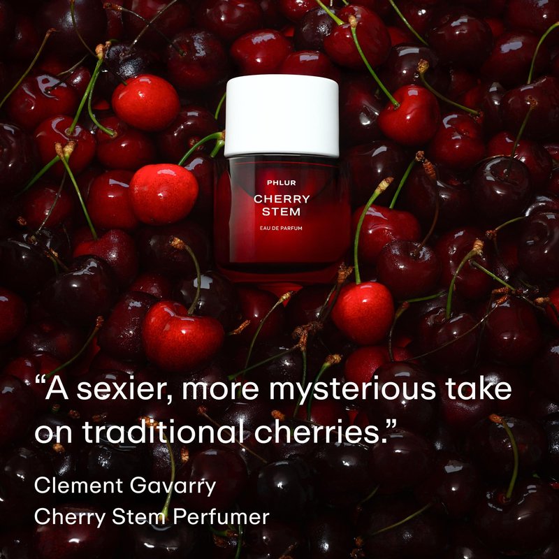 PHLUR Cherry Stem Perfume for Women & Men, 50 mL – Black Cherry & Caramel Eau de Parfum, Fruity Woody with Orange Brandy, Jasmine Ebony Woods & Soft Leather