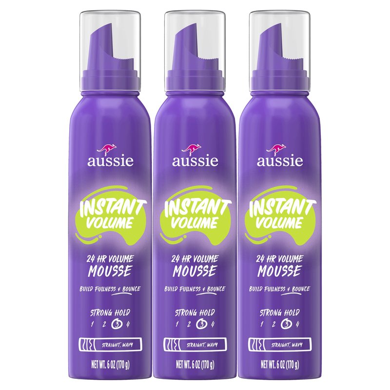 Aussie Instant Volume Mousse Triple Pack, 24-hour Volume Mousse, 6 oz