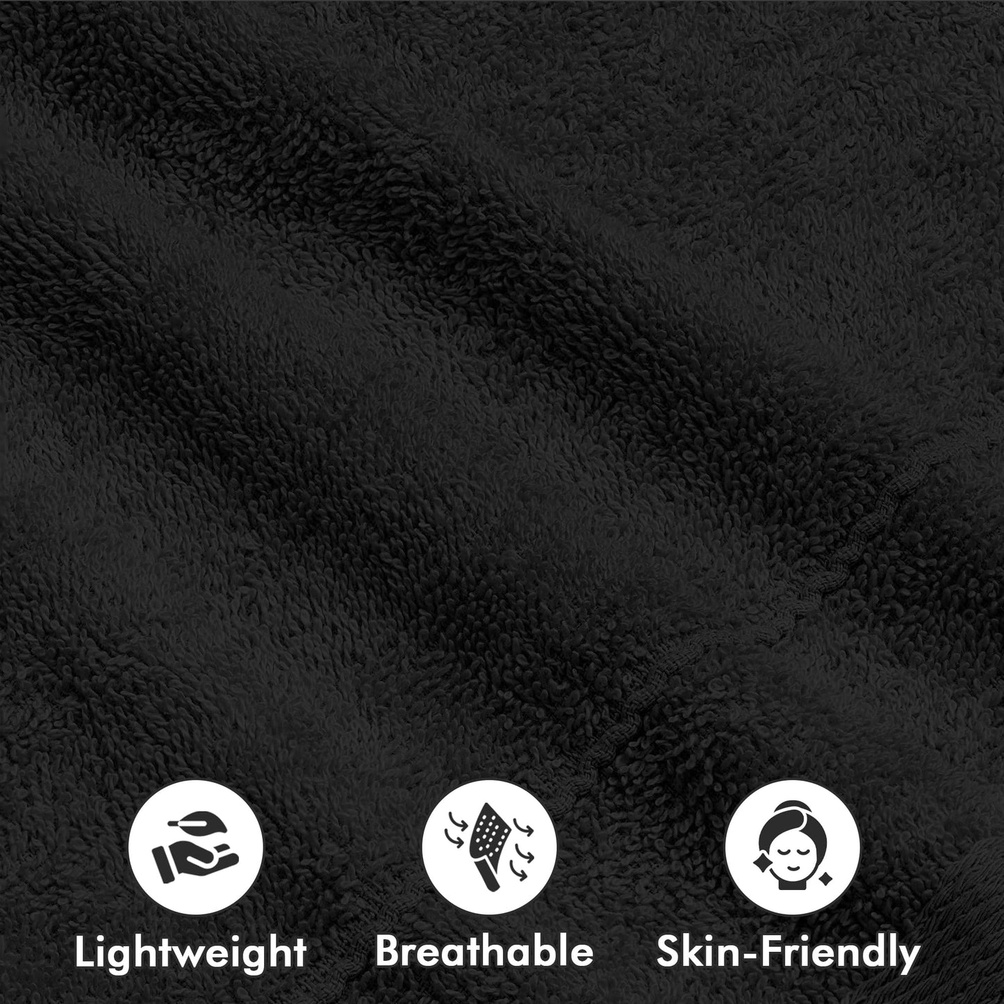 Novo Home Face Towels Pack of 12 – 100% Cotton Wash Cloths (12x12 inch) – Soft, Quick Dry & Highly Absorbent Hand Towels for Bathroom, Spa, Gym, Kitchen and for Daily Use - (Black)