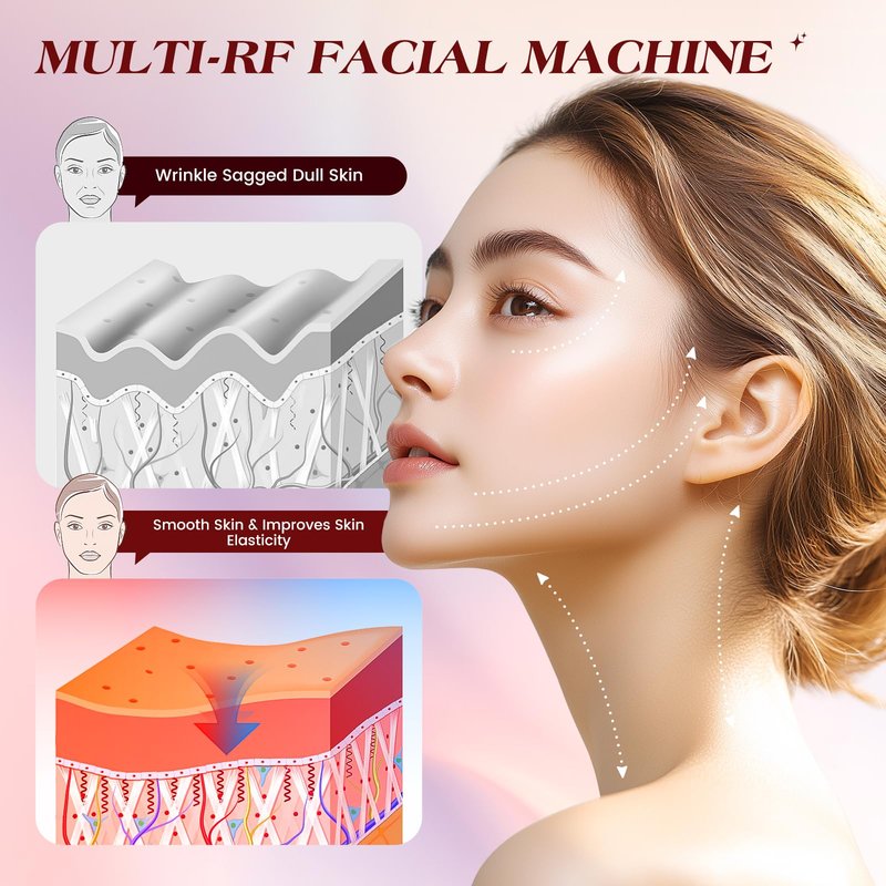 INTEO Microcurrent Facial Device, 3 Modes Red Light Therapy for Face and Neck, Skin Care Facial Massager Perfect Gifts for Women Men(Gold)