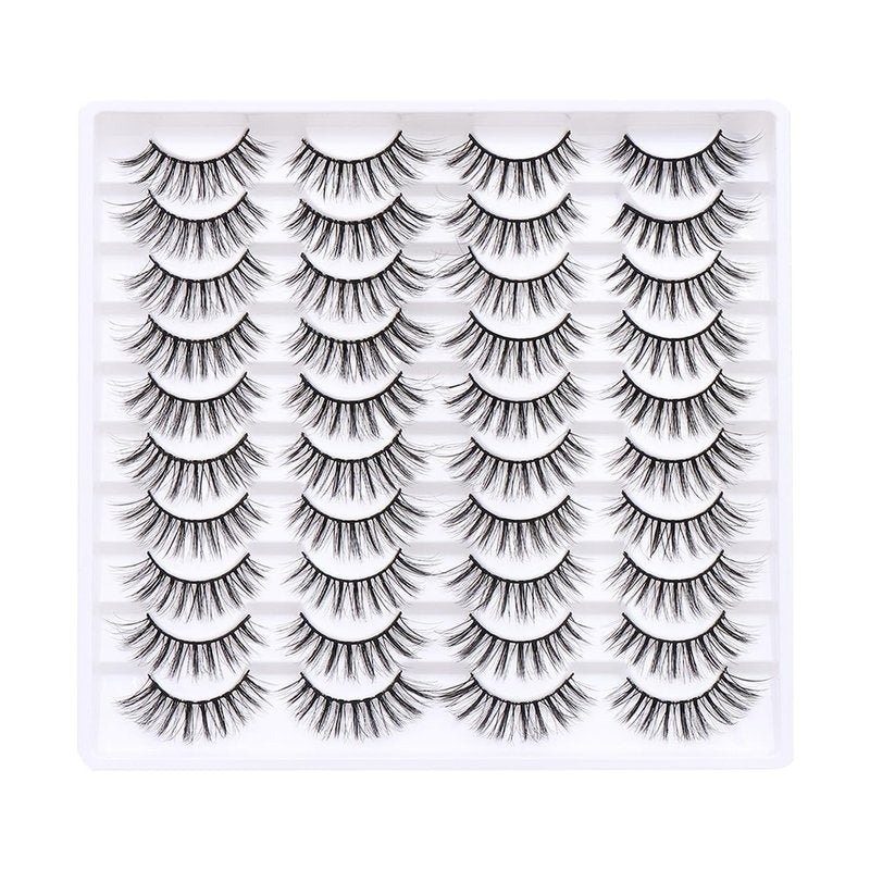 Azenlo False Eyelashes - 20 Pairs of 14mm Wispy Faux Mink Lashes | 3D Fluffy Cat Eye Style