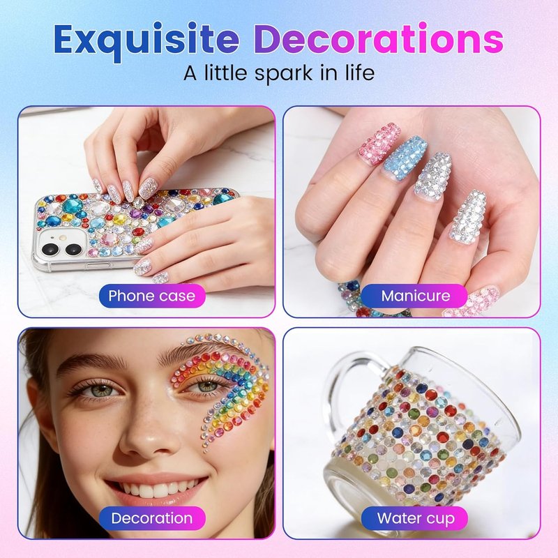 Bedazzler Kit - 2026 Multicolor 3mm Flatback Rhinestones for Nail Art & Crafting (24000 Pieces)