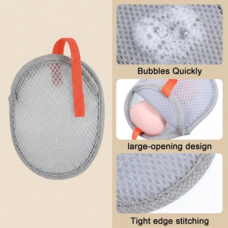 4Pcs Mesh Soap Bags for Bars, Mesh Exfoliating Body Scrubber Hangable Bar Soap Pouch, Soaps Pouch with Drawstring Closure, Foam Net Soaps Saver Bag for Body Wash Shower Face Clean 4.9 * 4.13 in