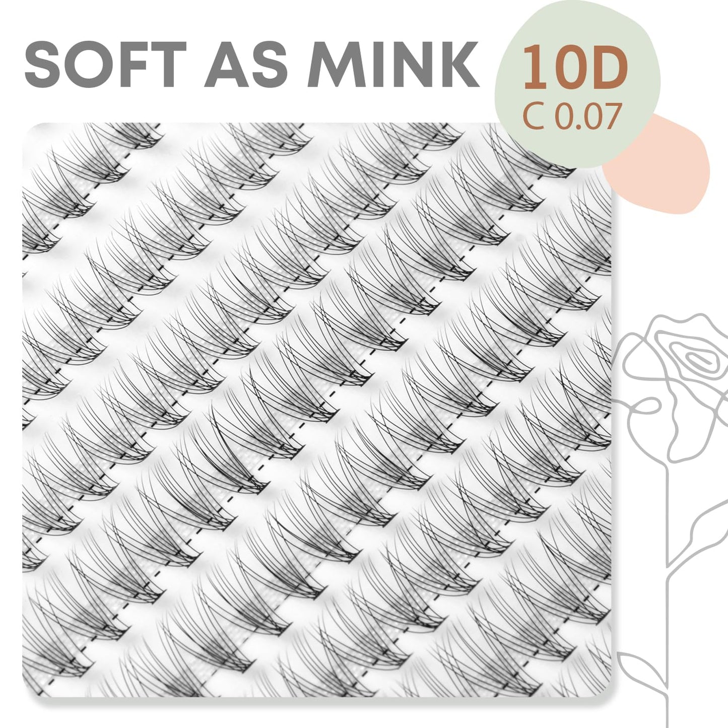 WONSIS Individual Lashes, Lash Clusters, 240 Pcs 10D Individual Lash Extensions, Natural Soft Lightweight Reusable, Thickness 0.07mm C Curl False Eyelashes 8/9/10/11/12mm (10D 8-12mm)