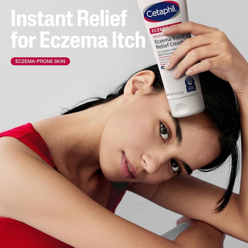 CETAPHIL Eczema Restoraderm Flare-Up Relief Cream - 8 oz | 48-Hour Hydration, Steroid-Free, Colloidal Oatmeal