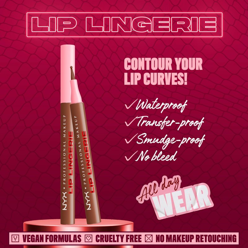 NYX PROFESSIONAL MAKEUP Lip Lingerie Liner Stain, Seamless Make Up with All-Day Stain, Waterproof Lip Stain Finish - Up To No Good