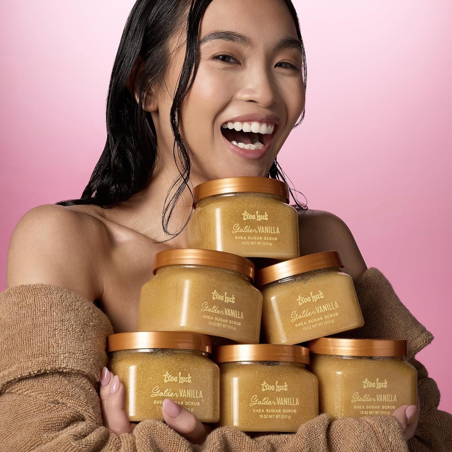 Tree Hut Golden Vanilla Body Scrub - Exfoliating Sugar Scrub with Shea Butter & Essential Oils | 18 Oz