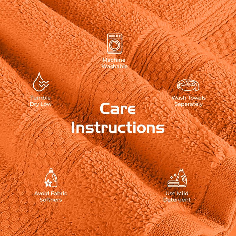 RIVERSIDE 12-Pack Premium 100% Cotton Orange Face Towels for Bathroom [12x12] - Reusable Luxury Face Wash Cloths for Showering - 550 GSM Super Soft & Absorbent Washcloths for Body, Spa & Gym