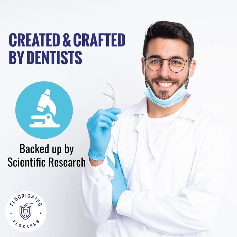 Fluoride Floss Picks - Enhanced Cavity Protection, Unflavored Floss Picks. Shred Resistant Nylon Flossers, 180 Count, Dentist Designed and Backed By Science