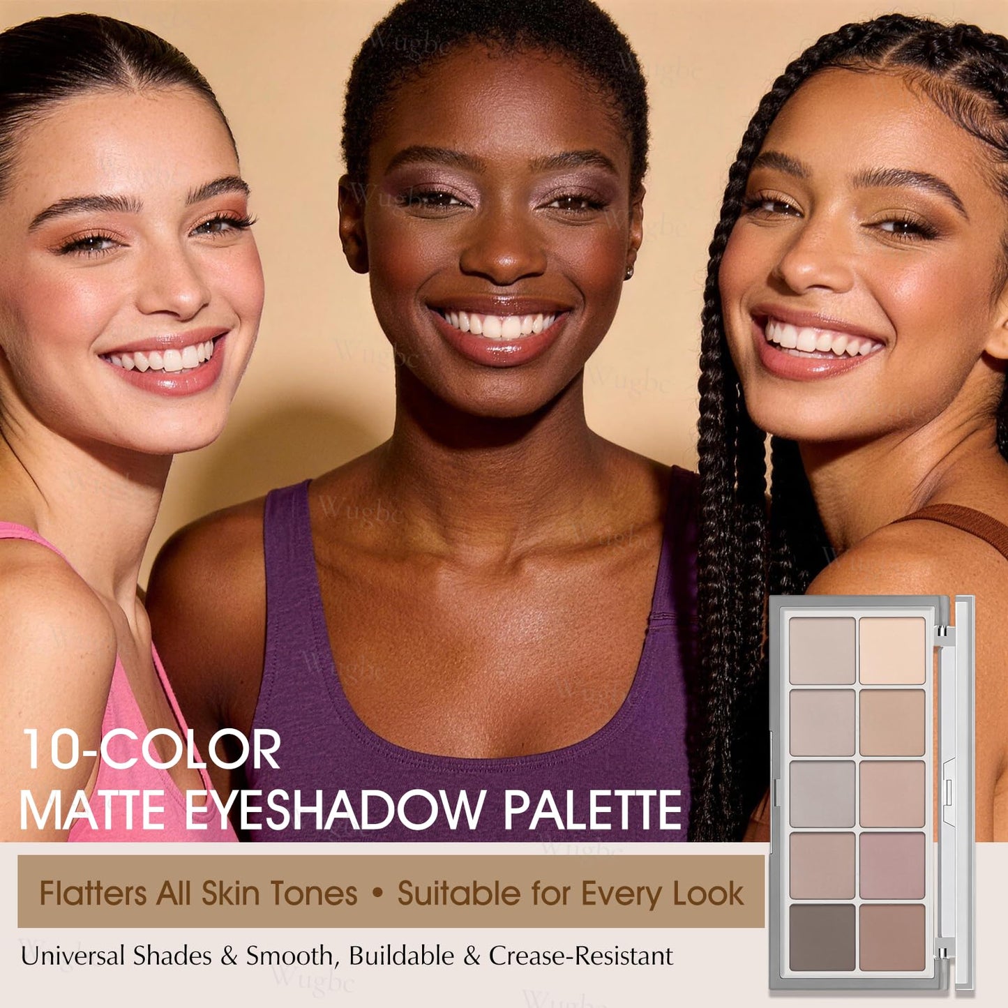 Wugbc 10 Colors Matte Eyeshadow Palette, Neutral Taupe Mauve Grey Brown Eye Shadow for Older Women, Long Lasting Blendable Smooth Versatile Nude Natural Smokey Eyeshadow Cool Toned Contour Makeup