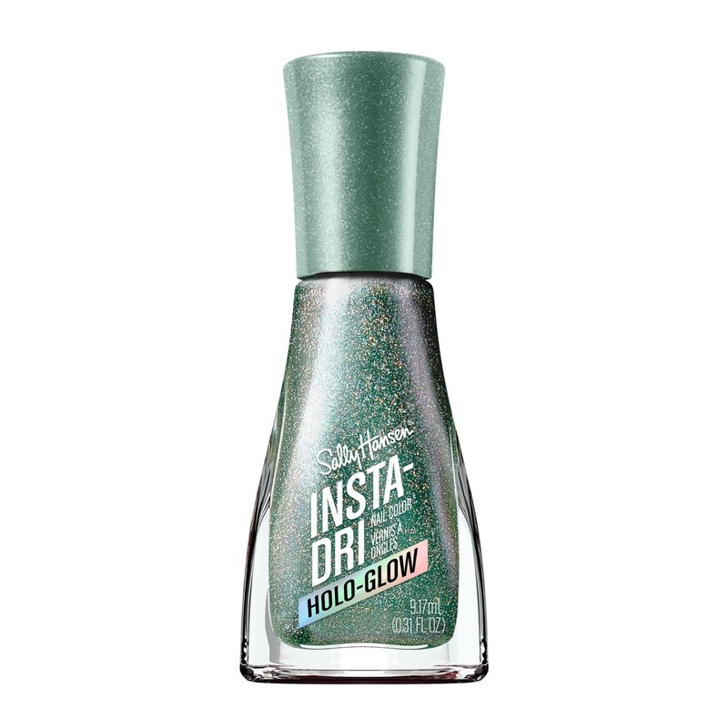Sally Hansen Insta-Dri Holo-Glow Nail Polish | Quick Dry, Long Lasting, Streak-Free Shine | Semi-Opaque, Shimmery | 104 All That Shimmers | Holographic Green Nail Color