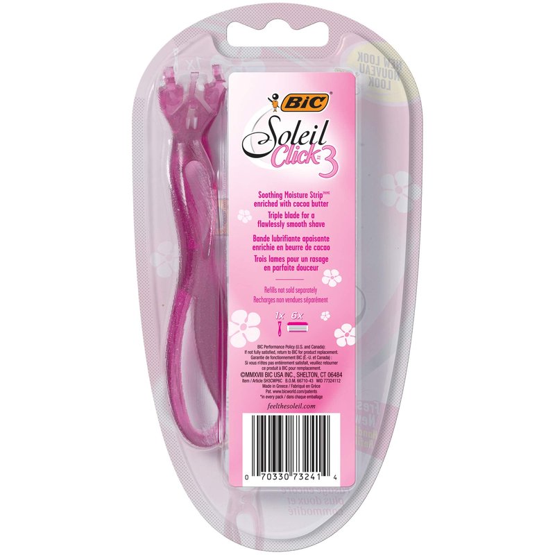 Bic Bic Simply Soleil Click Women Triple Bladed Disposable Razors, 1 Handle 6 Cartridges 1 Ea