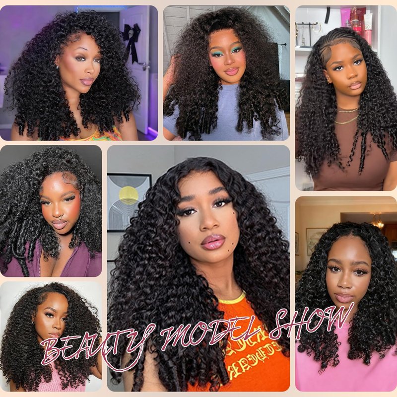 250% Density Burmese Curly Half Wig,100% Human Hair,[2-Year Life,175g],Glueless 3 In 1 Seamless Flip Over Half Wigs Human Hair for Black Women No Glue No Lace Wig with Spiral Ends 16 Inch