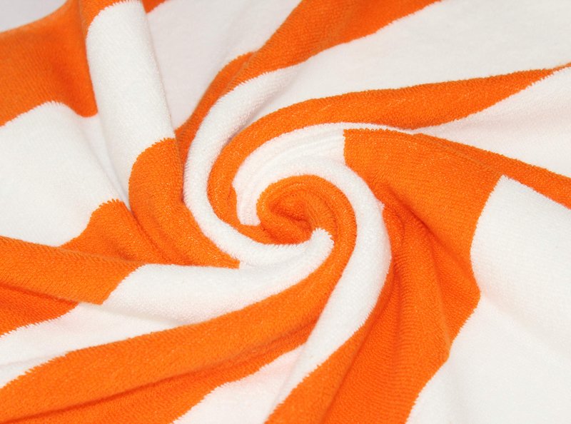 COTTON CRAFT Large Beach Towel -2 Pack-30x60-100% Cotton Terry - Pool Picnic Bath - Colorful Absorbent Light Weight Quick Dry Easy Care - Plush Soft Luxury Gift - 450 GSM- Cabana Stripe Orange White