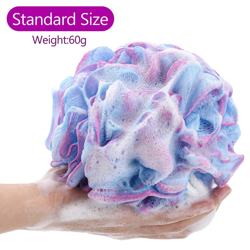 BTYMS Loofah Sponge 60 Gram Shower Pouf Bath Scrunchies Shower Puff Exfoliating Body Wash Scrubber Bath Puffs for Washing - Set of 4