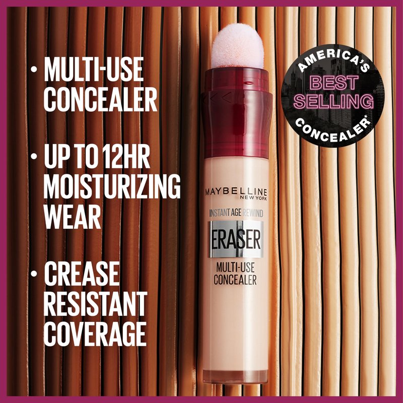 Maybelline Instant Age Rewind Instant Eraser Multi-Use Concealer, Crease-Resistant Coverage, Up to 12HR Moisturizing Wear, 98, 1 Count