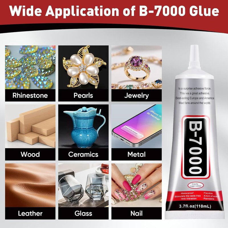 B7000 Clear Glue - Precision Tip for Rhinestones & Crafts | 2 PCS 110ml for Jewelry, Nail Art, DIY