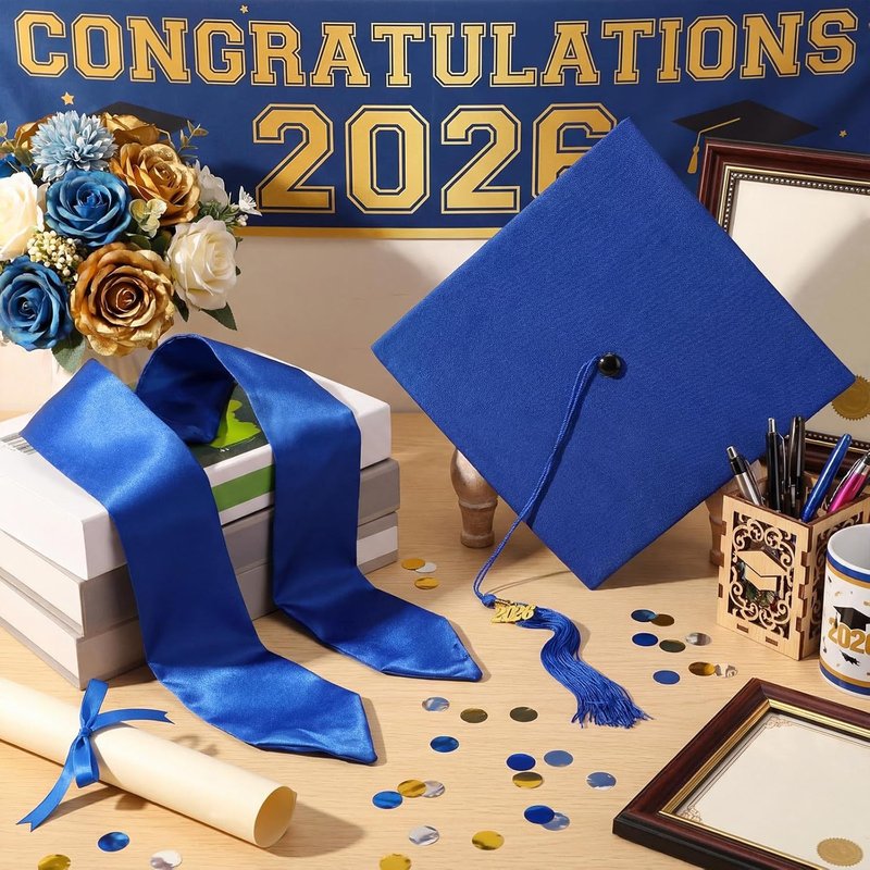 Child Size Graduation Cap and Stole Set - Unisex Preschool Hats with 2026 Tassel | 12 or 24 Pcs