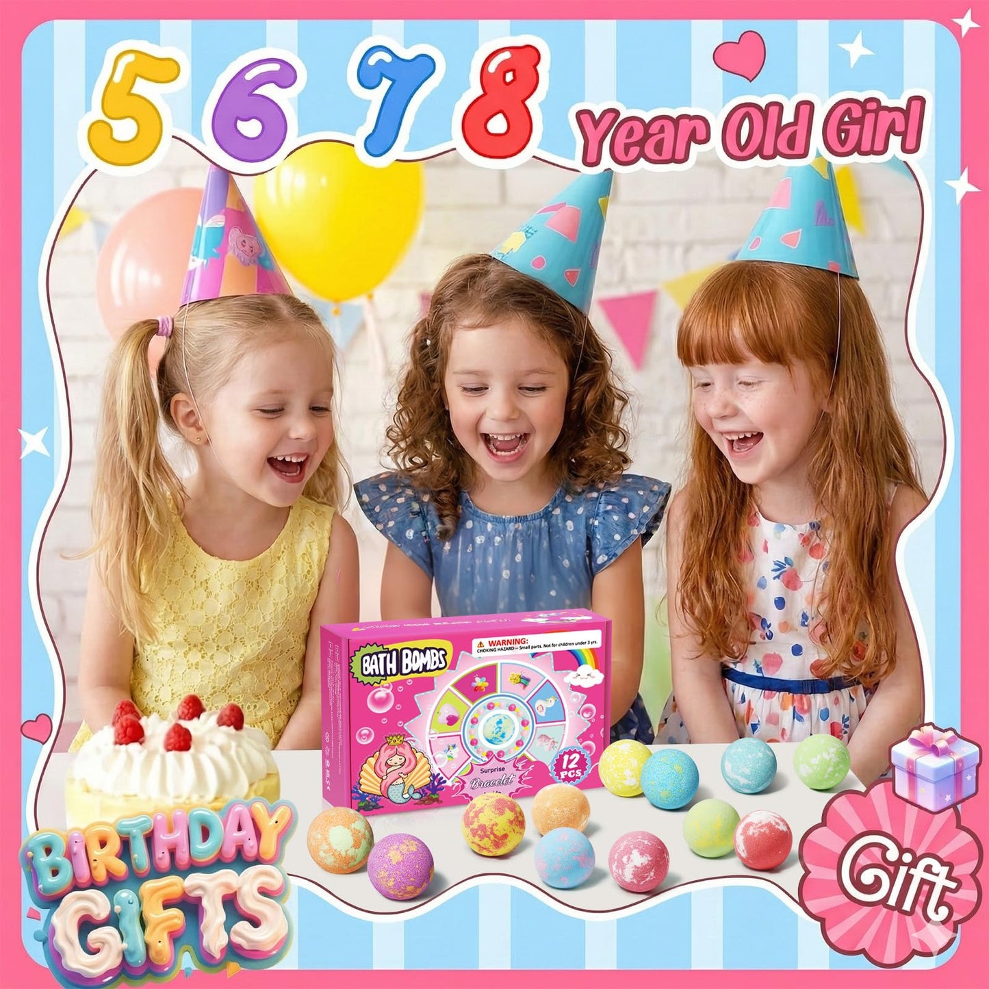 Unicorn Bath Bombs for Kids Girls with Bracelet Inside, 12pcs sanyi Easter Basket Stuffers Bubble Bath Toys Birthday Gifts for 4 5 6 7 8 Year Old Girl