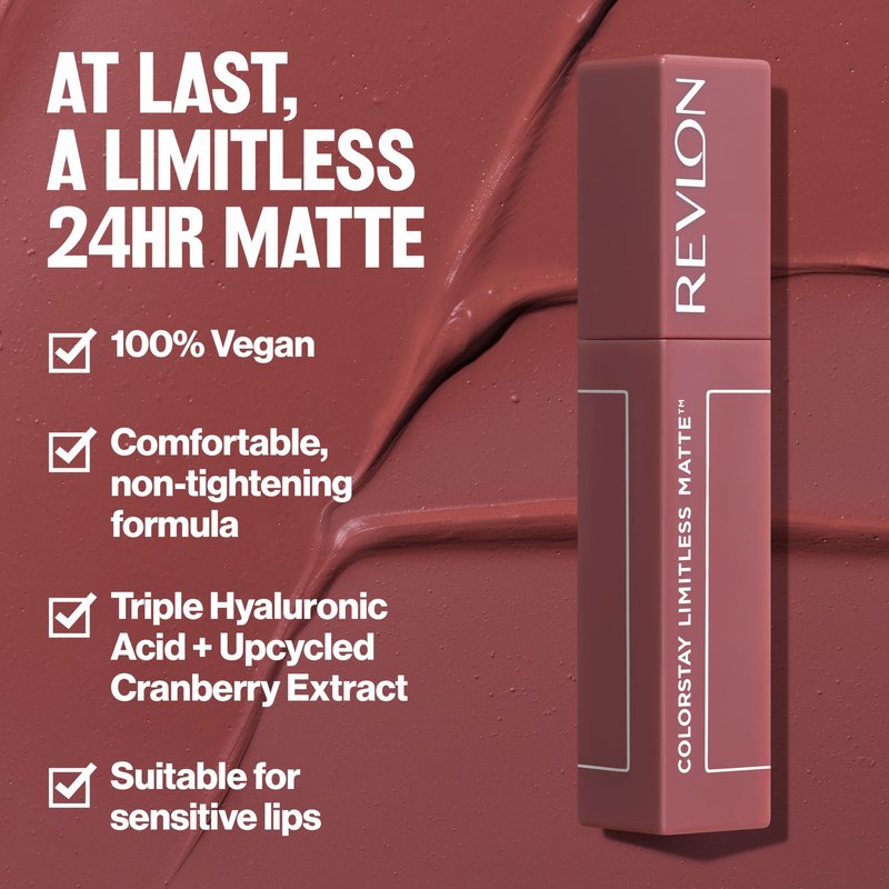 Revlon ColorStay Limitless Matte Liquid Lipstick, Vegan Formula, No-Budge, Longwear Lip Color, Long Lasting, Lightweight/Comfortable, Waterproof, 009 Hot Take, 0.17 fl oz