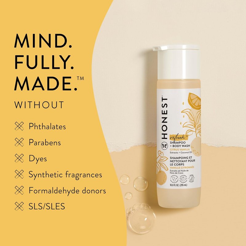 Citrus Vanilla 2-in-1 Cleansing Shampoo & Body Wash - Naturally Derived, Tear-Free, Hypoallergenic | 10 fl oz, 4 fl oz